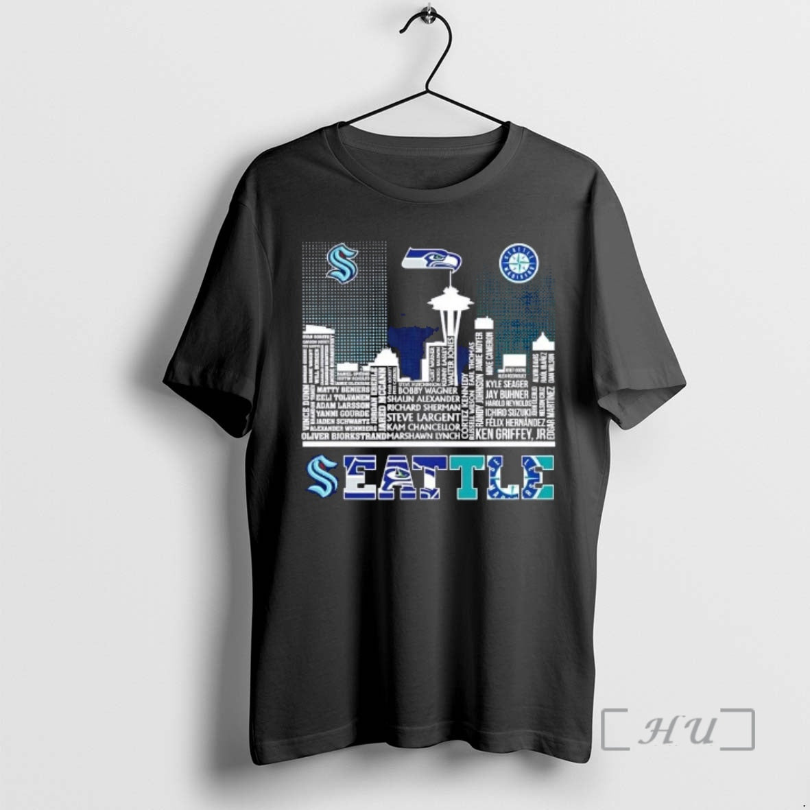 Officials Seattle Sports Kraken Seahawks Mariners All Names City Skyline T-Shirts, Hoodie, Sweatshirt | PopFlextees.com