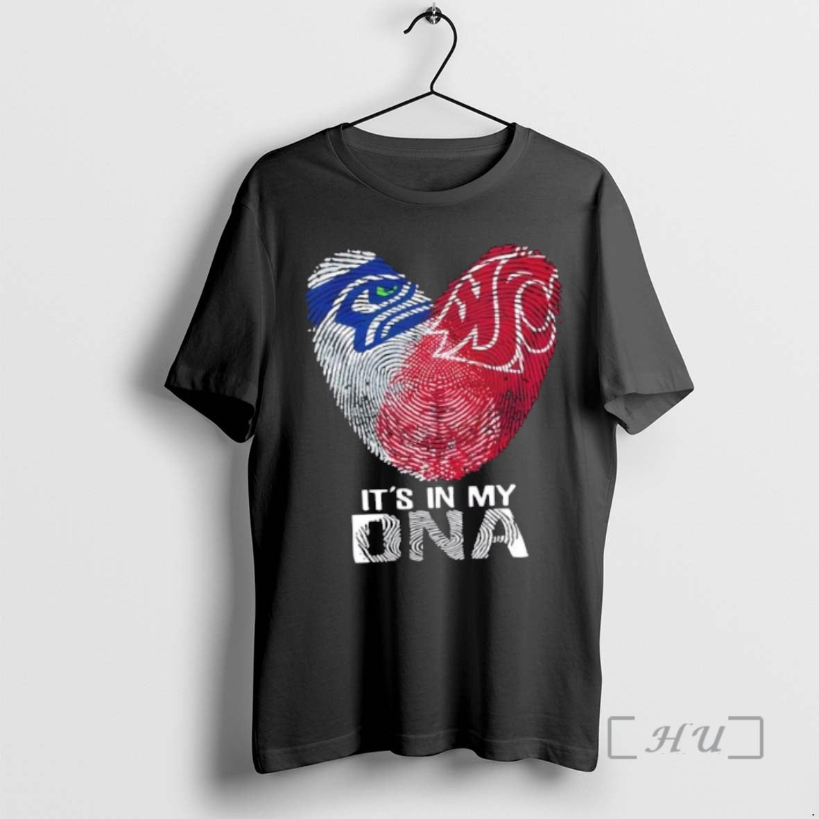 Officials Seattle Sports Seahawks X Washington State Cougars Its In My Dna Fingerprint Heart Premium T-Shirts, Hoodie,...