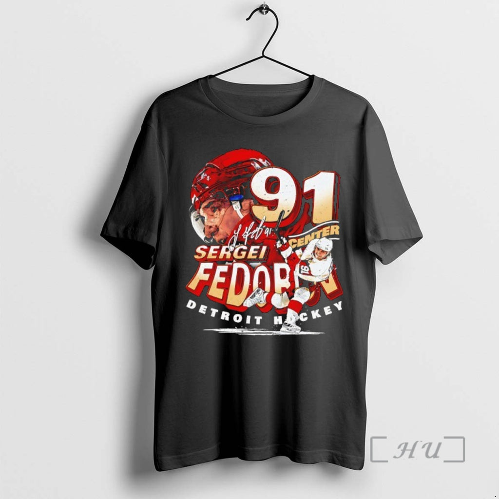 Officials Sergei Fedorov 91 Detroit Red Wings Hockey Player Name T-Shirts, Hoodie, Sweatshirt | PopFlextees.com