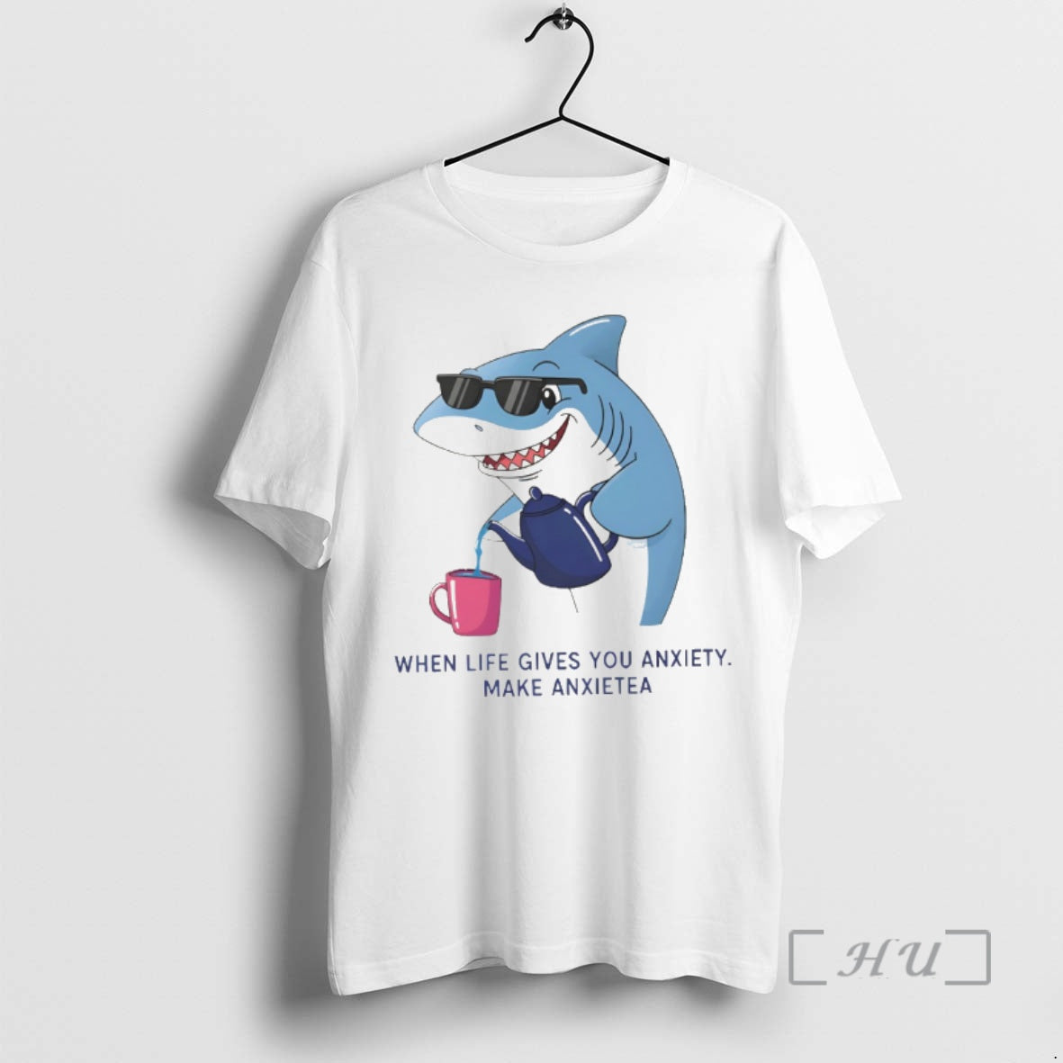 Officials Shark When Life Gives You Anxiety Make Anxietea T-Shirts, Hoodie, Sweatshirt | PopFlextees.com