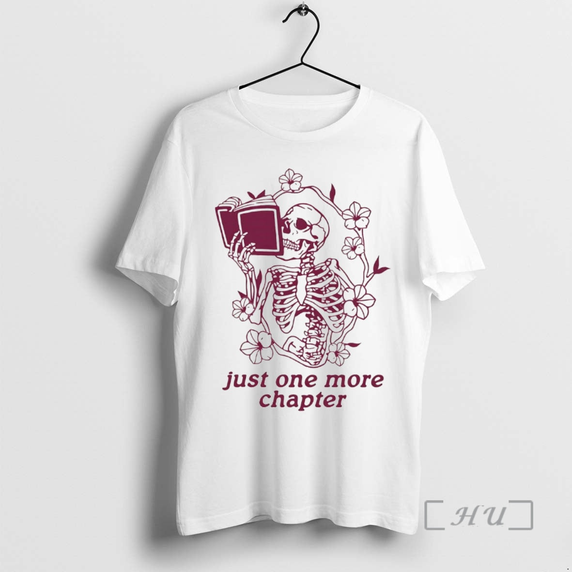 Officials Skeleton Flower Reading Book Just One More Chapter T-Shirts, Hoodie, Sweatshirt | PopFlextees.com