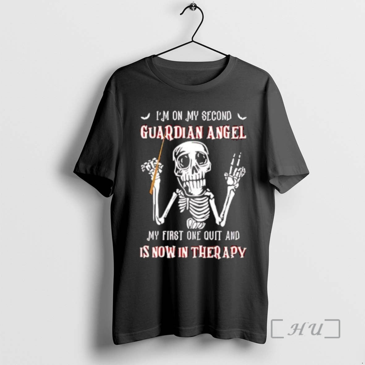 Officials Skeleton Im On My Second Guardian Angel My First One Quit And Is Now T-Shirts, Hoodie, Sweatshirt | PopFlextees.com