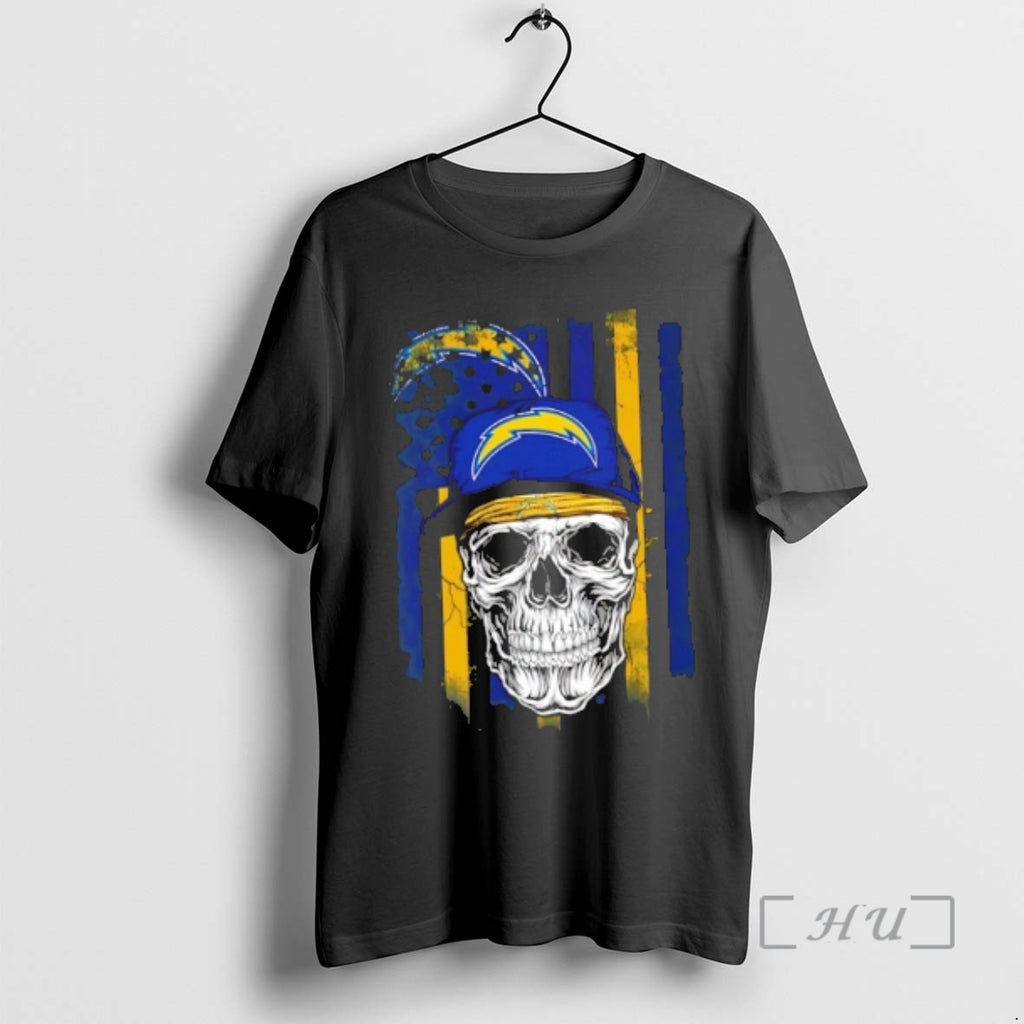 Officials Skull Wearing A Cap Los Angeles Chargers Us Flag T-Shirts, Hoodie, Sweatshirt | PopFlextees.com