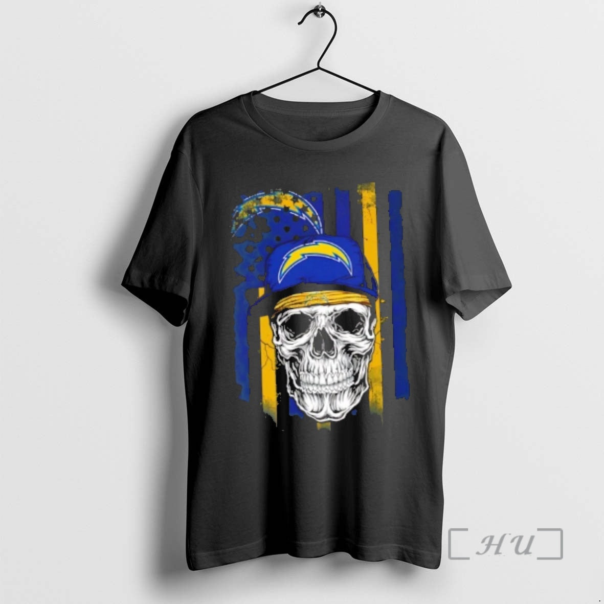 Officials Skull Wearing A Cap Los Angeles Chargers Us Flag T-Shirts, Hoodie, Sweatshirt | PopFlextees.com