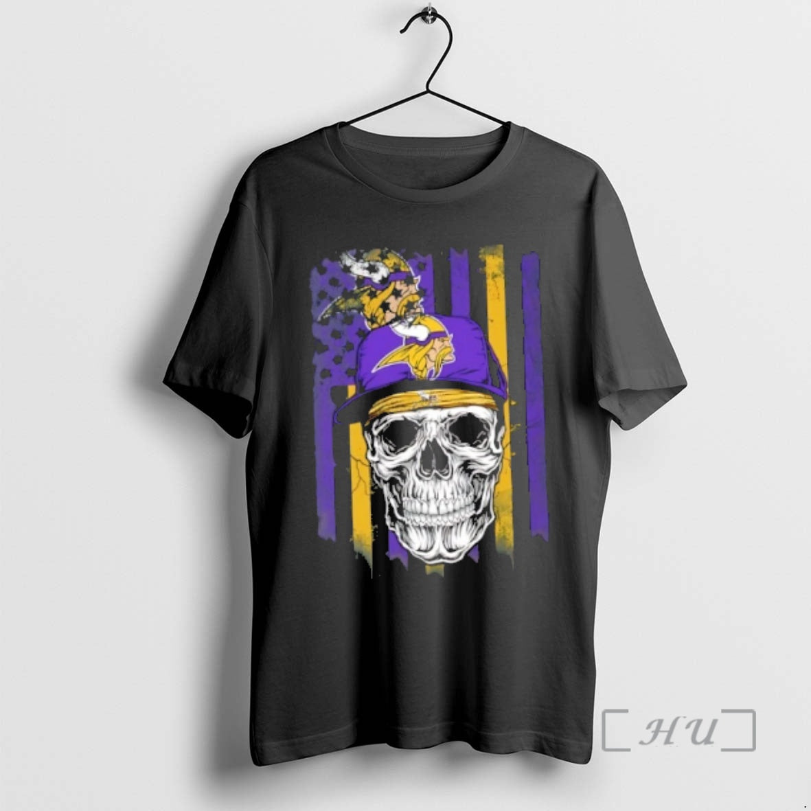 Officials Skull Wearing A Cap Minnesota Vikings Us Flag T-Shirts, Hoodie, Sweatshirt | PopFlextees.com