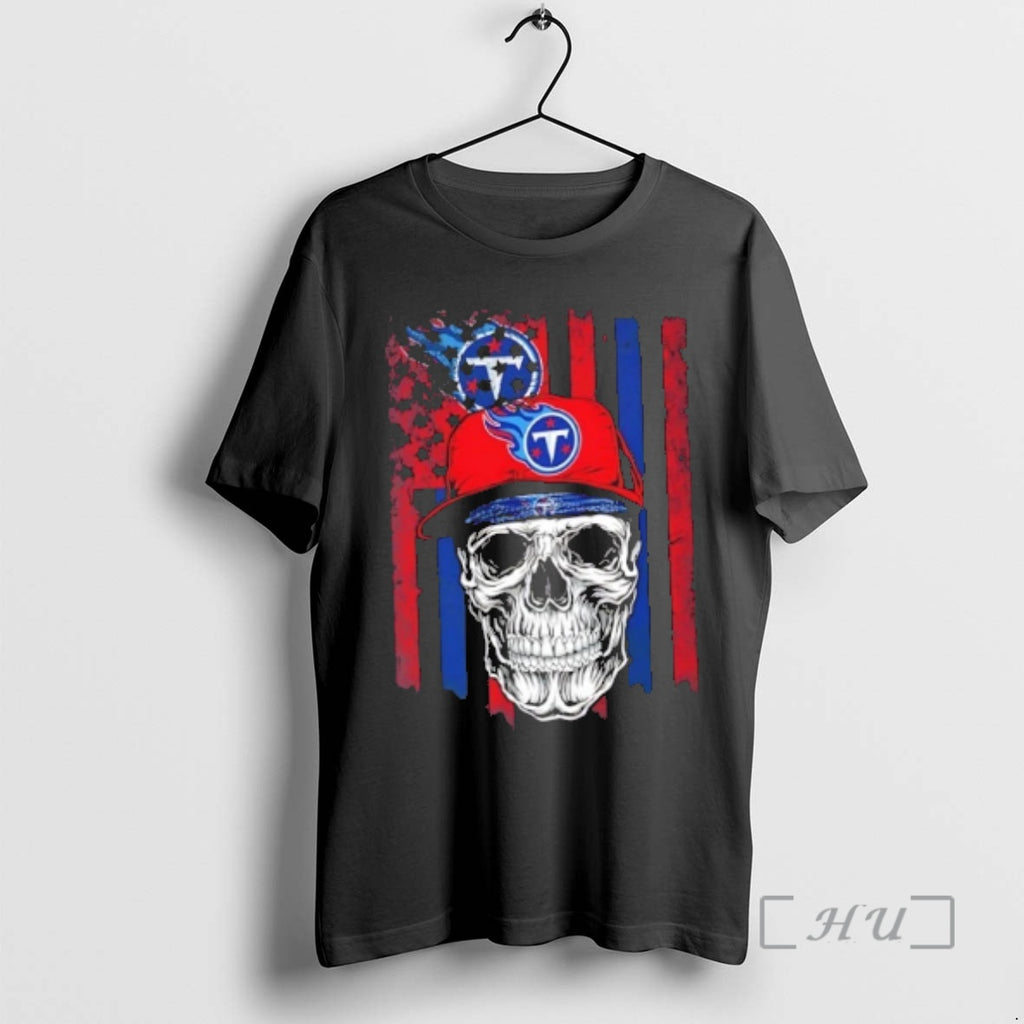 Officials Skull Wearing A Cap Tennessee Titans Us Flag T-Shirts, Hoodie, Sweatshirt | PopFlextees.com