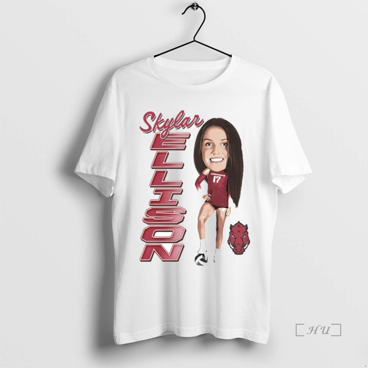Officials Skylar Ellison Big Head Caricature Arkansas T-Shirts, Hoodie, Sweatshirt | PopFlextees.com