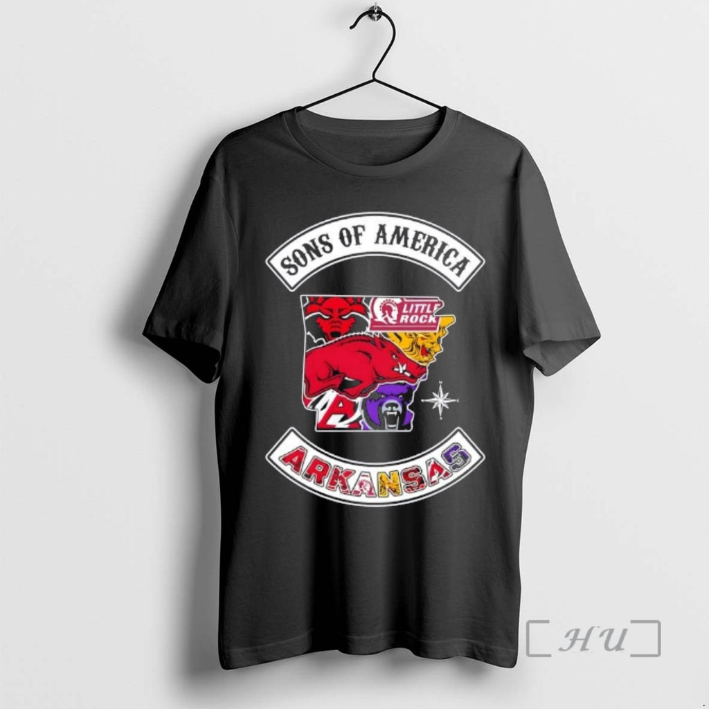 Officials Son Of America Arkansas Map Sports Logos Combine T-Shirts, Hoodie, Sweatshirt | PopFlextees.com