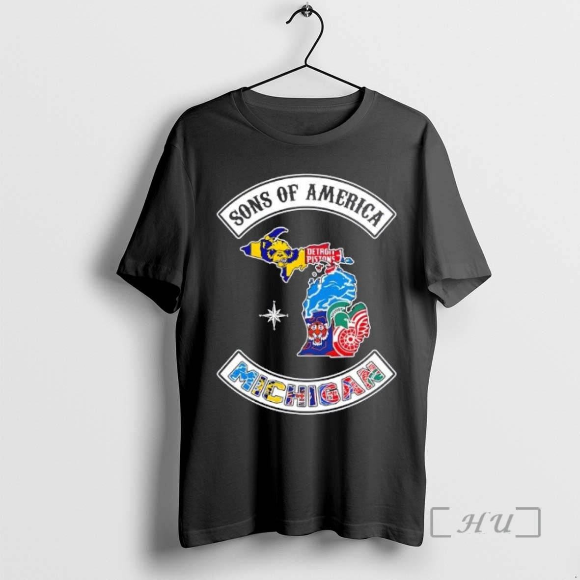 Officials Son Of America Michigan Map Sports Logos Combine T-Shirts, Hoodie, Sweatshirt | PopFlextees.com