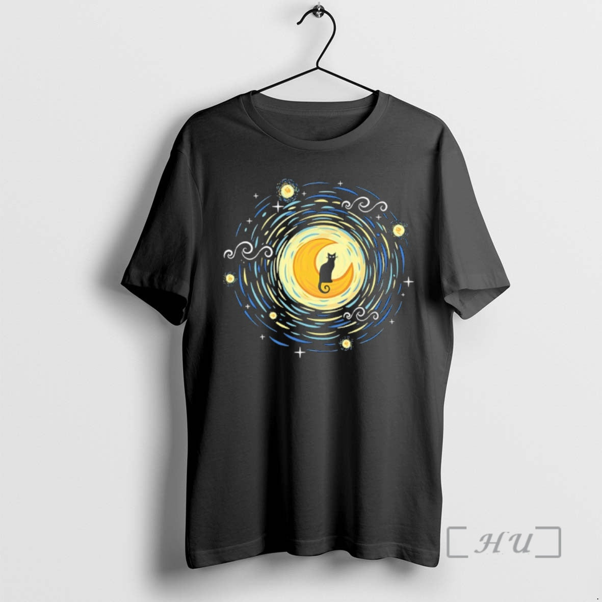 Officials Starry Moon Cat Art T-Shirts, Hoodie, Sweatshirt | PopFlextees.com