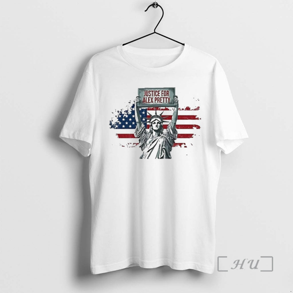 Officials Statue Of Liberty Justice For Alex Pretti Usa Flag T-Shirts, Hoodie, Sweatshirt | PopFlextees.com