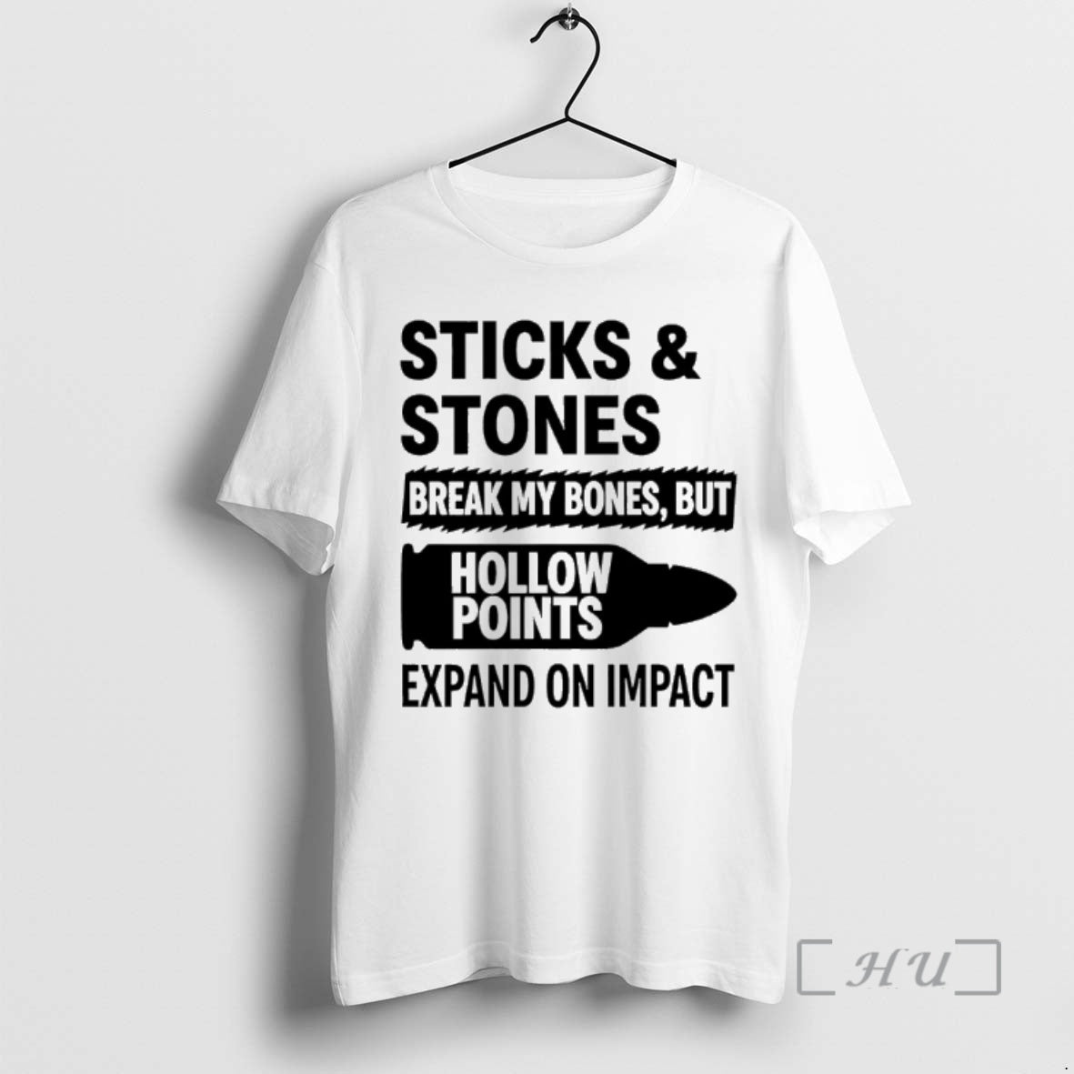 Officials Sticks And Stones Break My Bones But Hollow Points Expand On Impact Premium T-Shirts, Hoodie, Sweatshirt