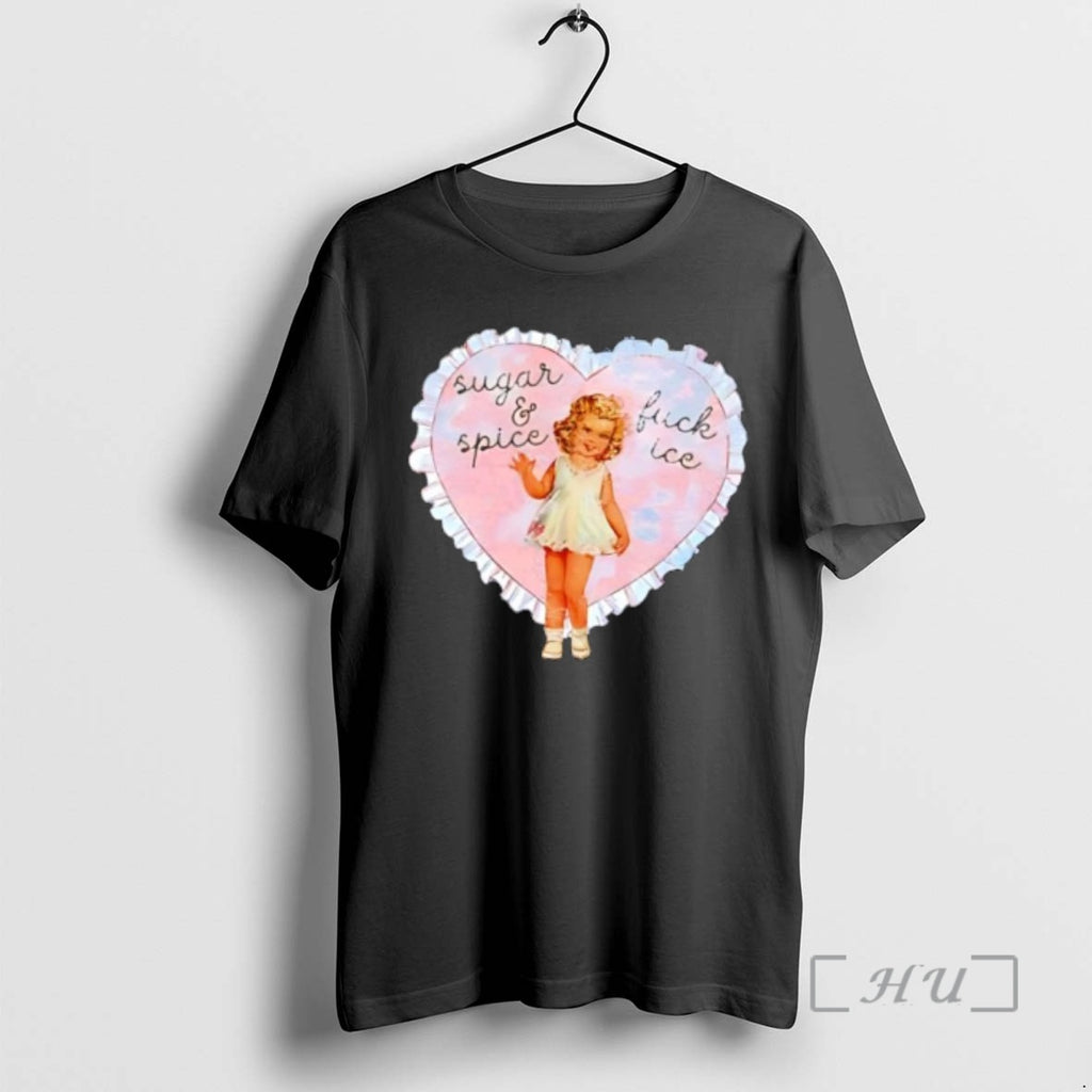 Officials Sugar And Spice Vintage Girl Heart Frame Ruffle T-Shirts, Hoodie, Sweatshirt | PopFlextees.com