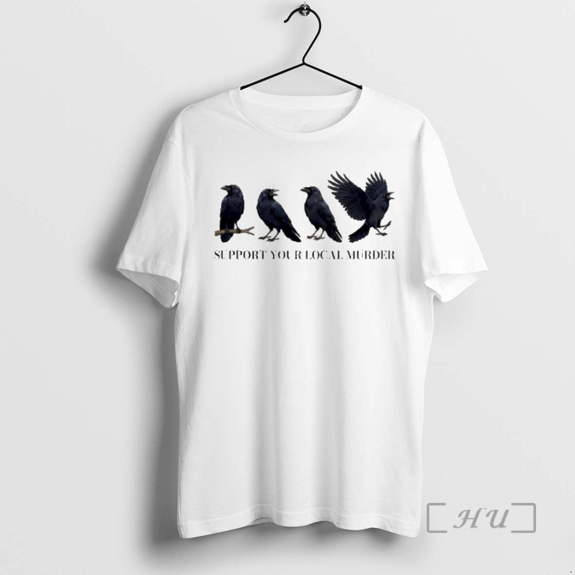 Officials Support Your Local Murder Crow Bird Raven Illustration Graphic T-Shirts, Hoodie, Sweatshirt | PopFlextees.com