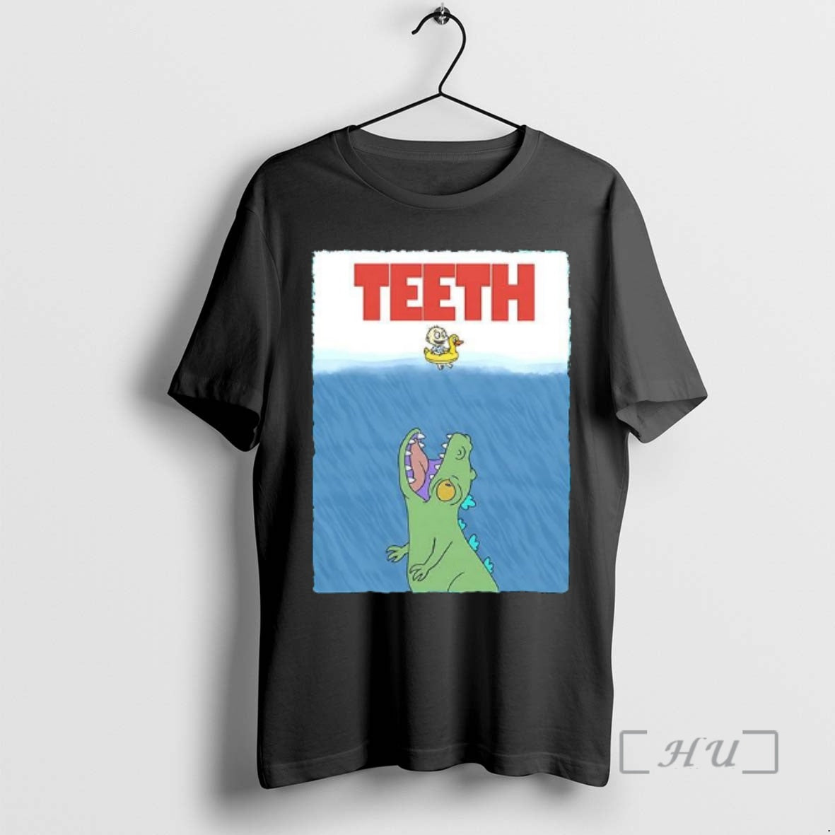 Officials Teeth Reptar And Tommy Pickles Rugrats Cartoon Jaws Parody Woman Premium T Shirts Sweater Hoodie, Sweatshirt