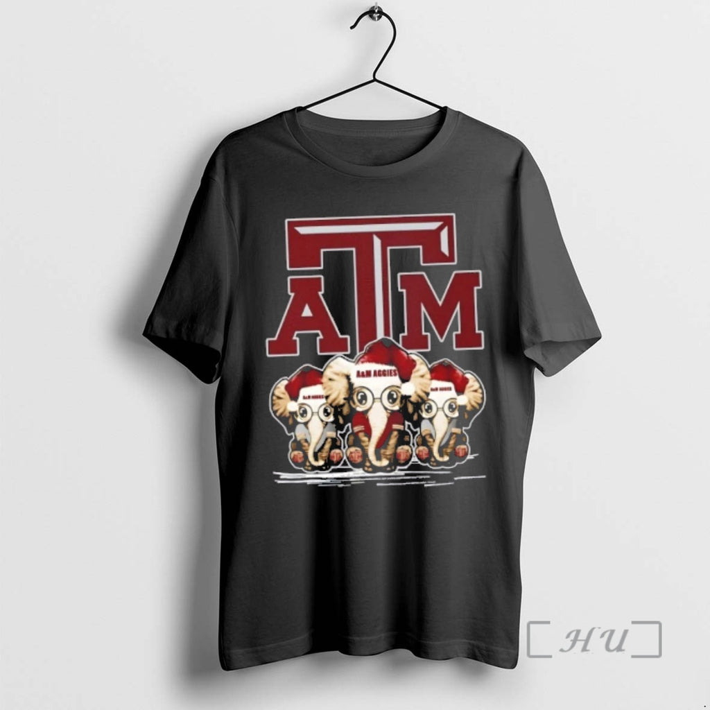 Officials Texas Am Aggies X Elephants Santa Hat Merry Christmas T-Shirts, Hoodie, Sweatshirt | PopFlextees.com