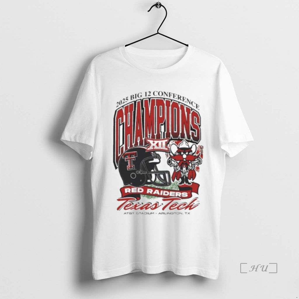 Officials Texas Tech Red Raiders 2025 Big 12 Football Champions Mascot Premium T Shirts Sweater Hoodie, Sweatshirt