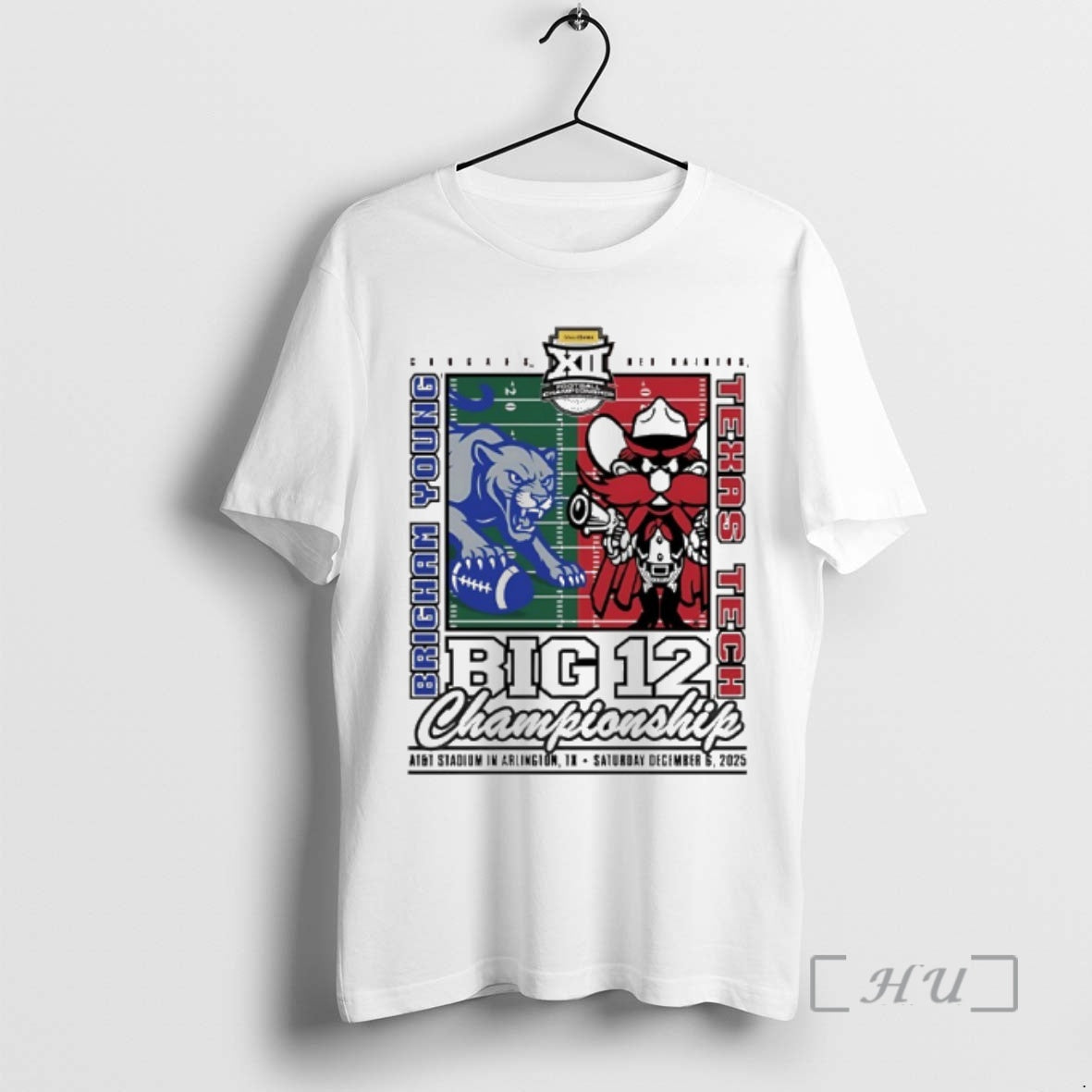 Officials Texas Tech Vs Brigham Young 2025 Big 12 Championship Mascot Matchup Premium T Shirts Hoodie, Sweatshirt