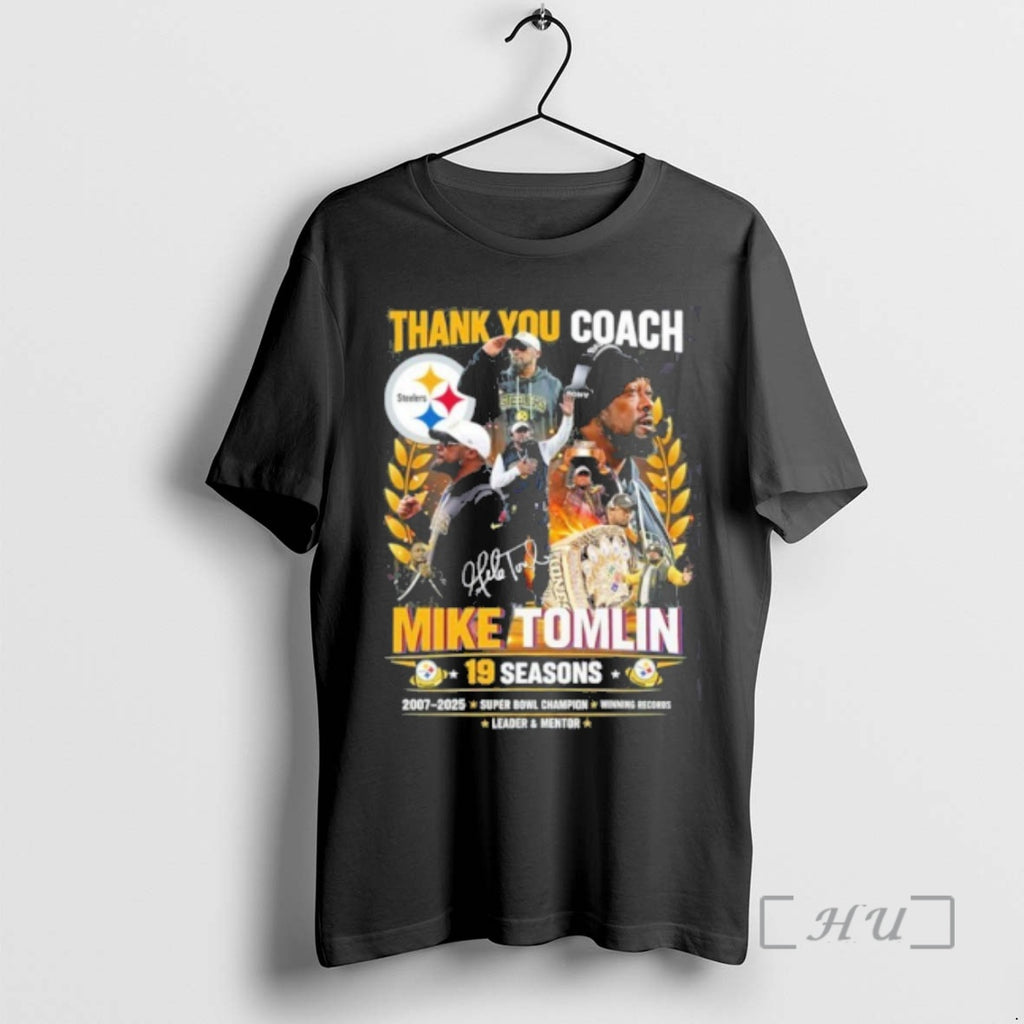 Officials Thank You Coach Mike Tomlin 19 Seasons Signature T-Shirts, Hoodie, Sweatshirt | PopFlextees.com