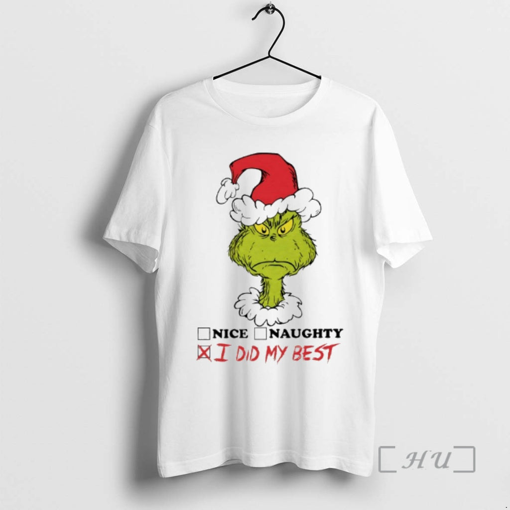Officials The Grinch Graphic Nice Naughty I Did My Best T-Shirts, Hoodie, Sweatshirt | PopFlextees.com