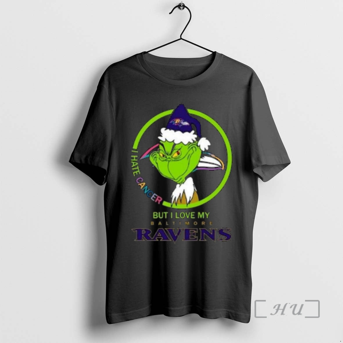 Officials The Grinch I Hate Cancer But I Love My Baltimore Ravens Merry Christmas Circle T-Shirts, Hoodie, Sweatshirt