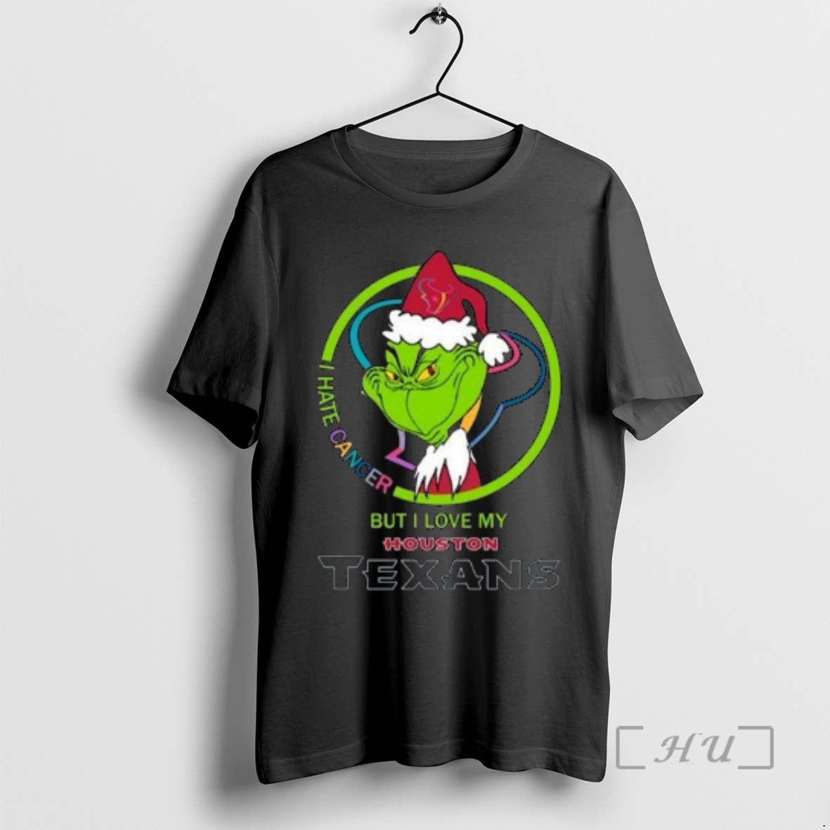 Officials The Grinch I Hate Cancer But I Love My Houston Texans Merry Christmas Circle T-Shirts, Hoodie, Sweatshirt