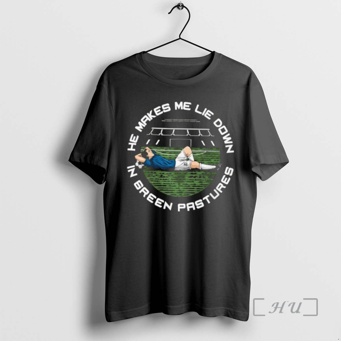 Officials The Hat Trick Makes Me Lie Down He In Green Pastures Football Soccer Premium T-Shirts, Hoodie, Sweatshirt