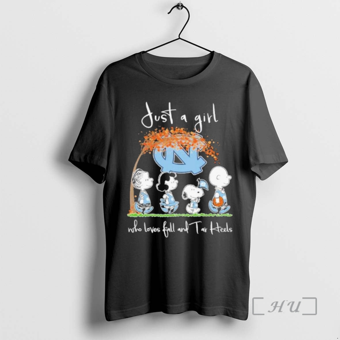 Officials The Peanuts Just A Girl Who Loves Fall And Unc Tar Heels Basketball Premium T-Shirts, Hoodie, Sweatshirt