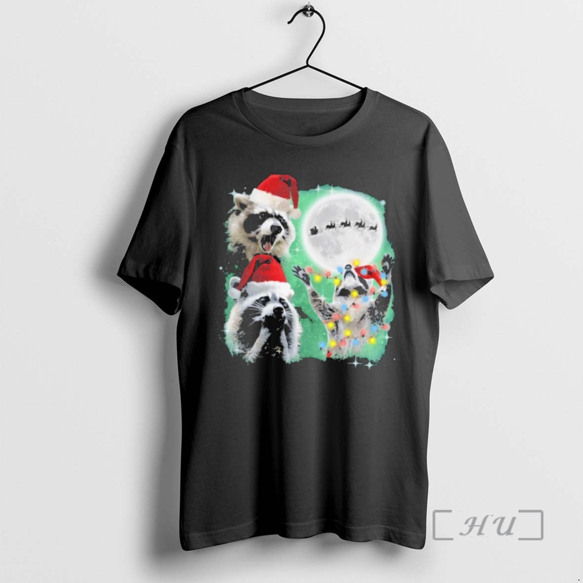 Officials Three Raccoons With The Moon Christmas T-Shirts, Hoodie, Sweatshirt | PopFlextees.com