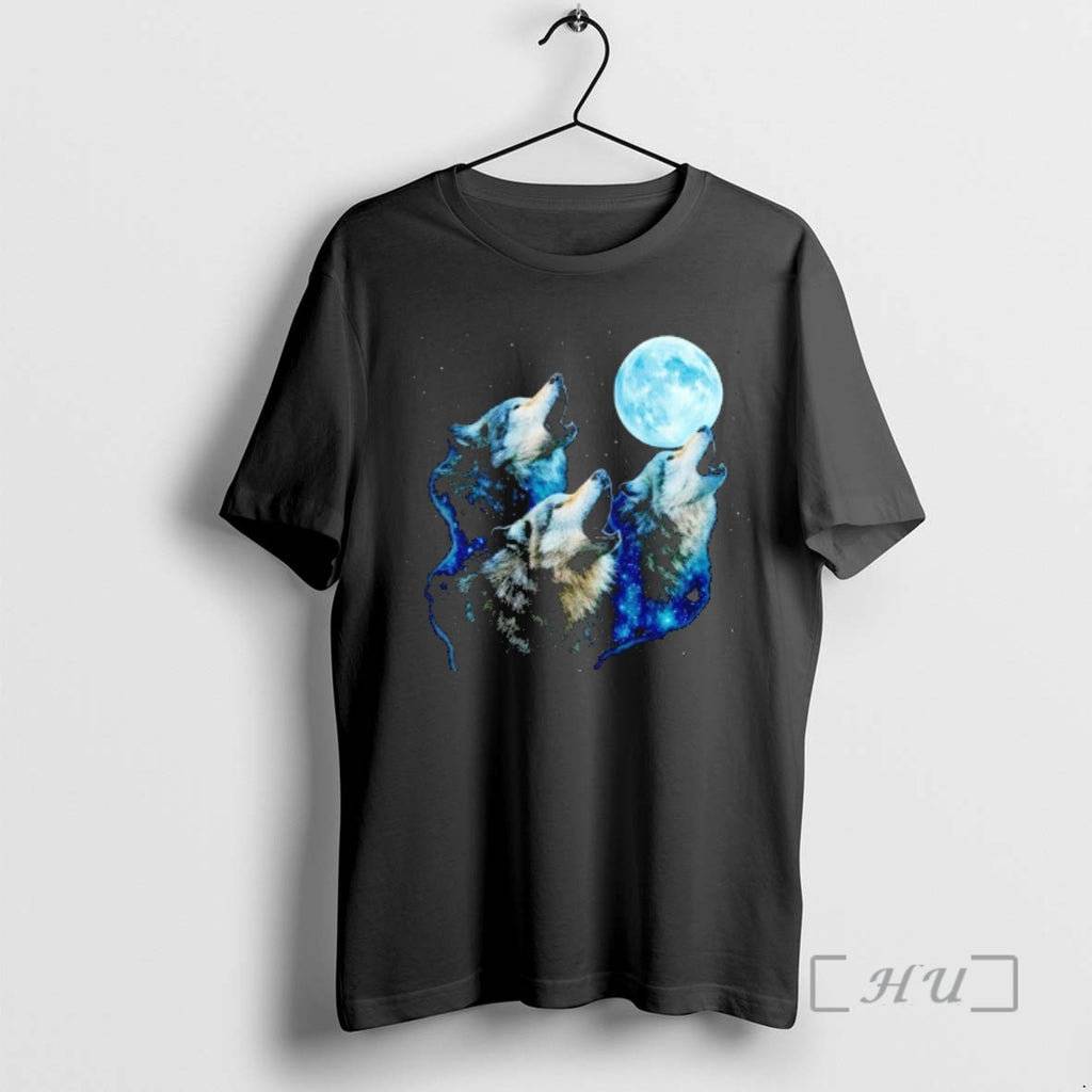 Officials Three Wolves Howling At Cyan Moon Night Mystic Glow T-Shirts, Hoodie, Sweatshirt | PopFlextees.com