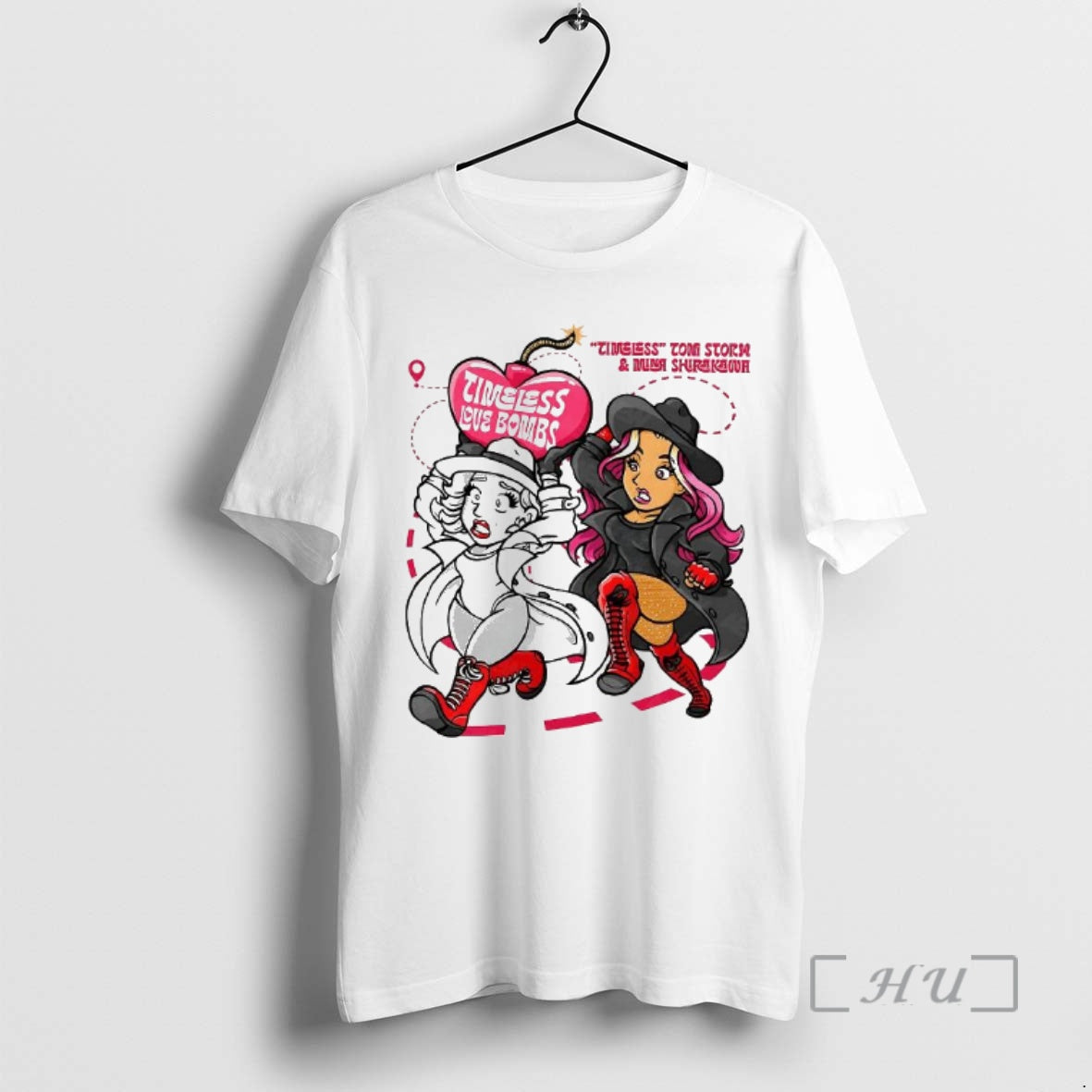 Officials Timeless Toni Storm And Mina Shirakawa Aew Timeless Love Bombs Heart Cartoon Woman Premium T-Shirts, Hoodie,...