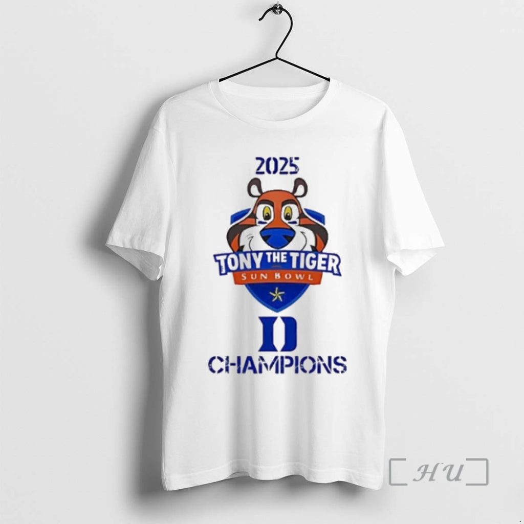 Officials Tony The Tiger Sun Bowl Champions 2025 Duke Football T-Shirts, Hoodie, Sweatshirt | PopFlextees.com