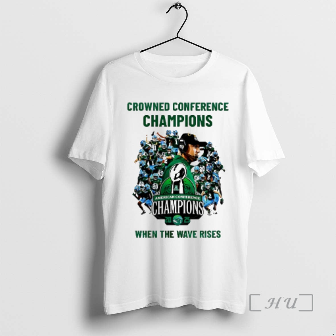 Officials Tulane Green Wave 2025 American Athletic Conference Champions When The Wave Rises Premium T-Shirts, Hoodie,...
