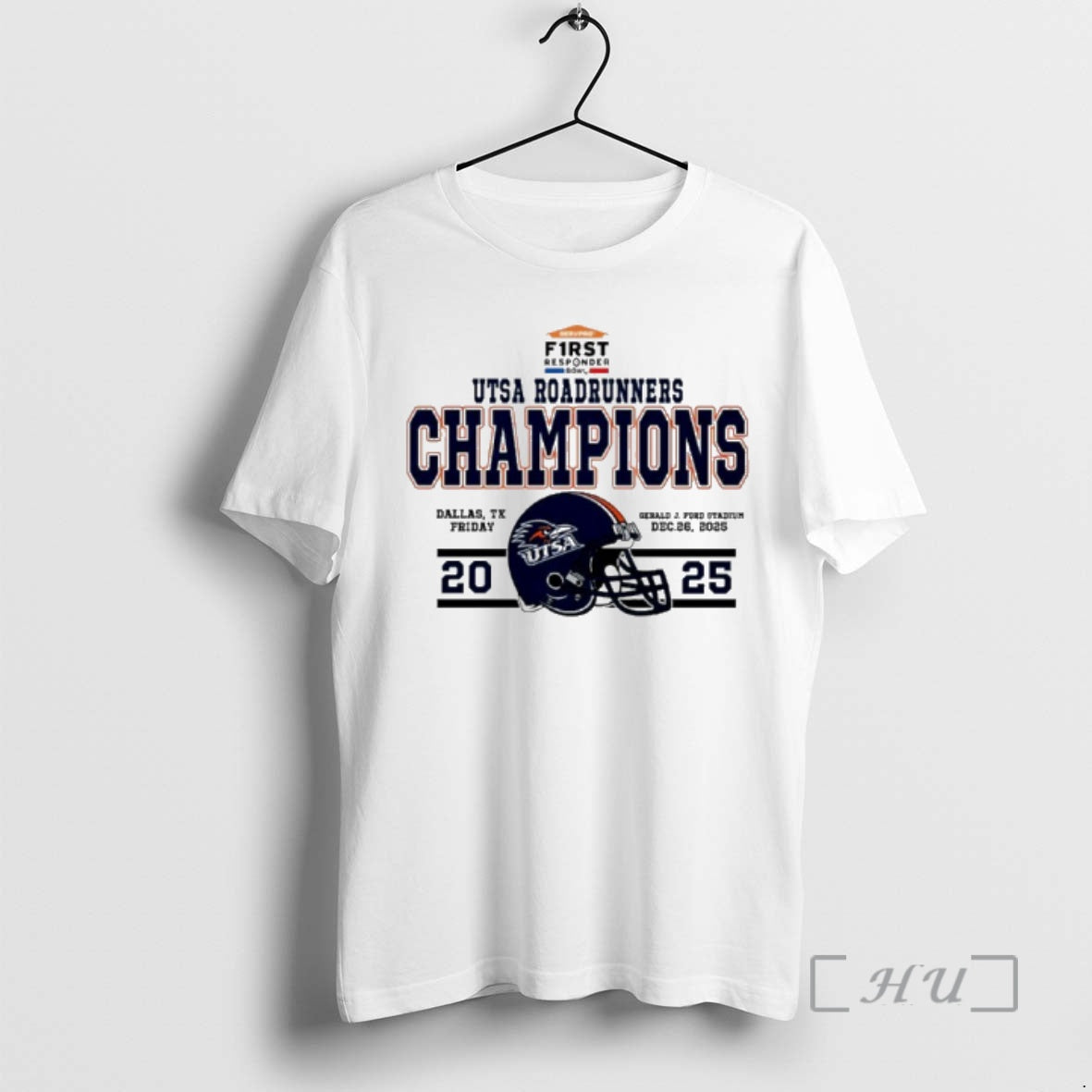Officials Utsa Roadrunners Football 2025 First Responder Bowl Champions Helmet T-Shirts, Hoodie, Sweatshirt | PopFlextees.com