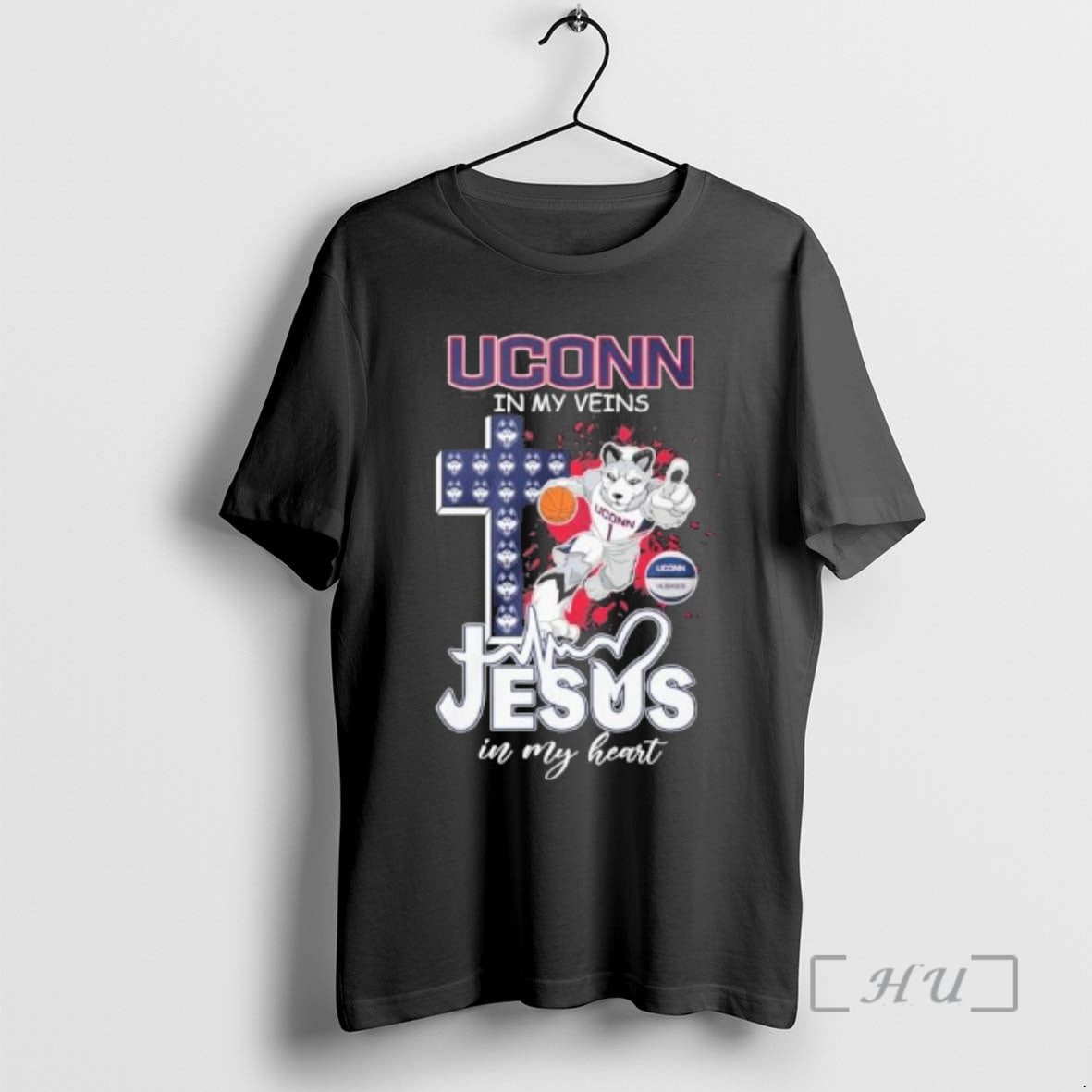 Officials Uconn Huskies Mascot Basketball In My Veins Jesus In My Heart Premium T Shirts Hoodie, Sweatshirt | PopFlextees.com