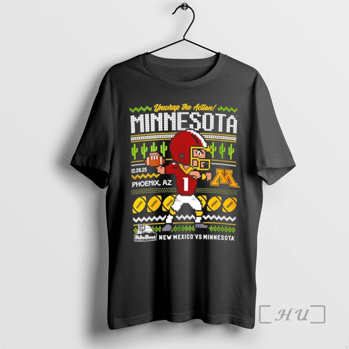 Officials Unwrap The Action Minnesota Golden Gophers 2025 Rate Bowl Ugly Christmas Premium T Shirts Hoodie, Sweatshirt