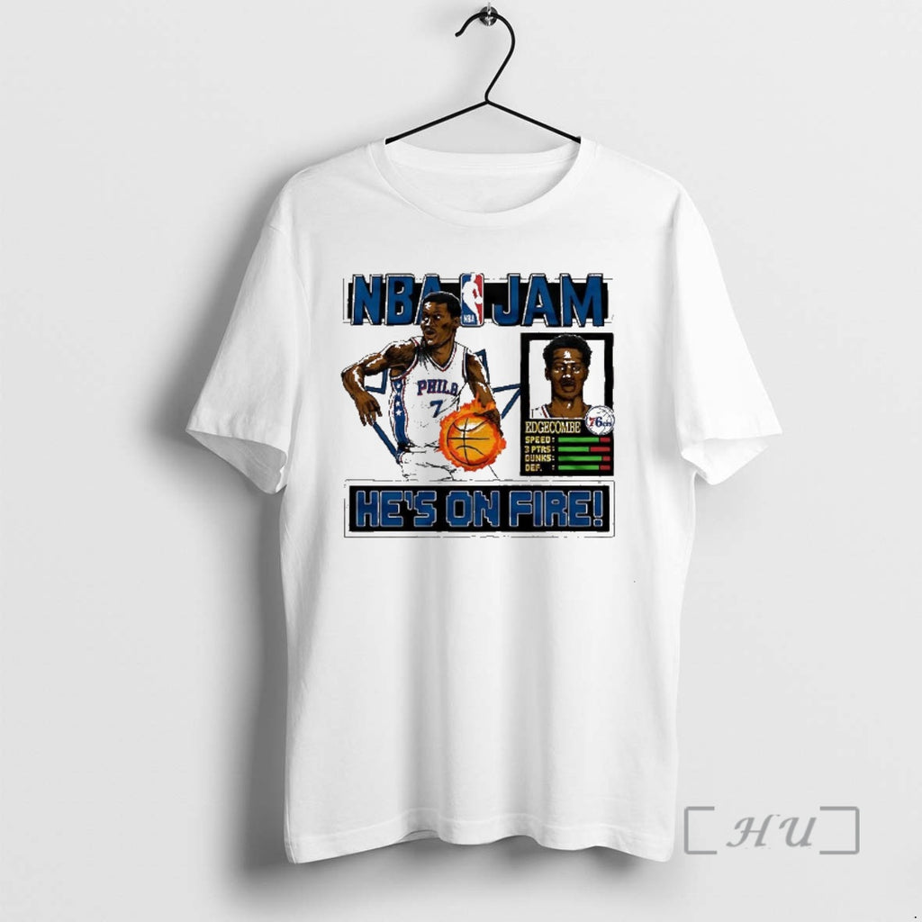 Officials V J Edgecombe Philadelphia 76ers Nba Jam Hes On Fire Classic Video Game Premium T-Shirts, Hoodie, Sweatshirt