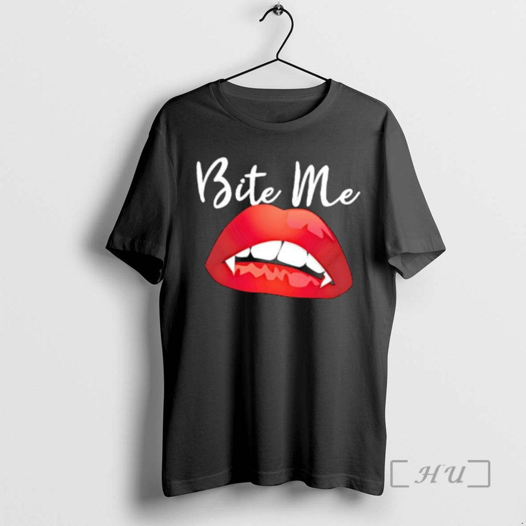 Officials Vintage Bite Me Vampire Fangs Lips T-Shirts, Hoodie, Sweatshirt