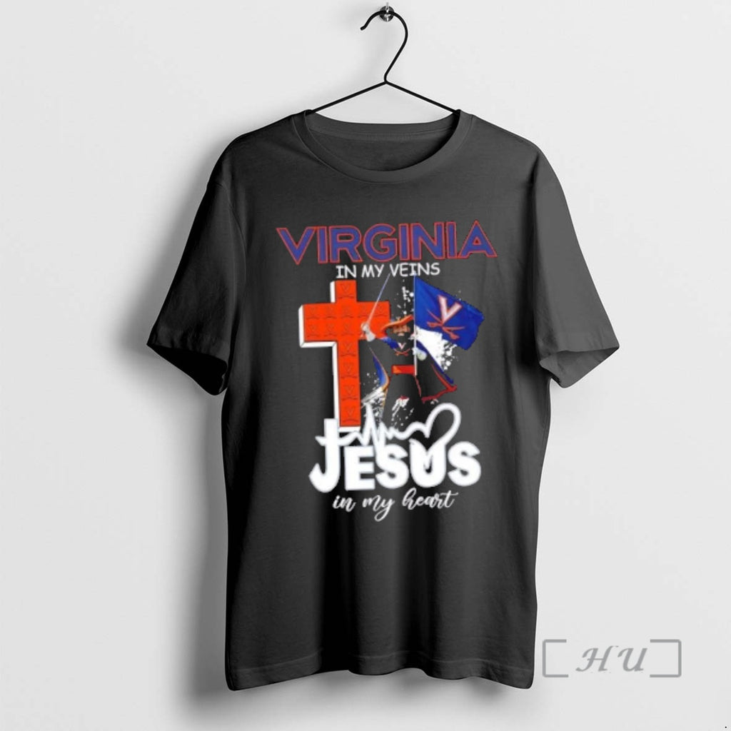 Officials Virginia Cavaliers Mascot Hold Flag My Veins Jesus My Heart T-Shirts, Hoodie, Sweatshirt