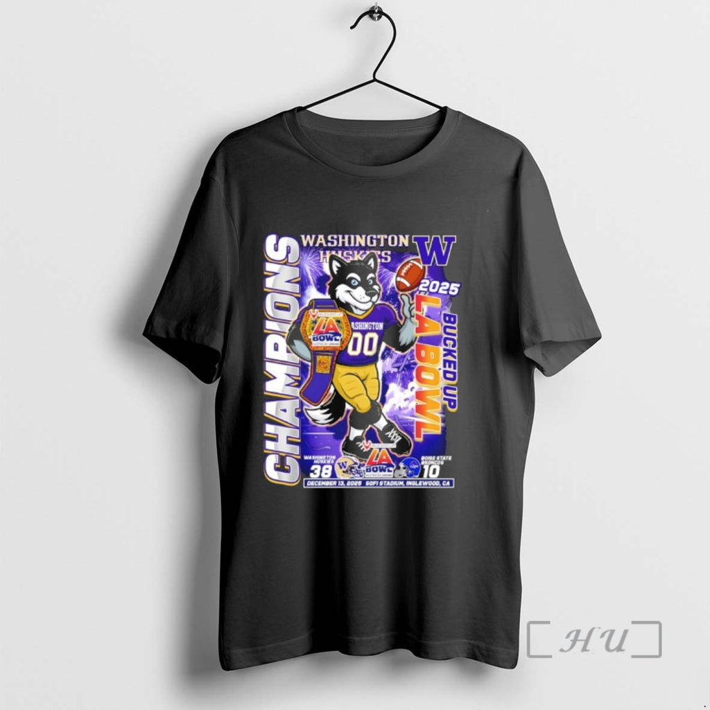 Officials Washington Huskies Bucked Up La Bowl Champions Mascot 2025 T-Shirts, Hoodie, Sweatshirt | PopFlextees.com