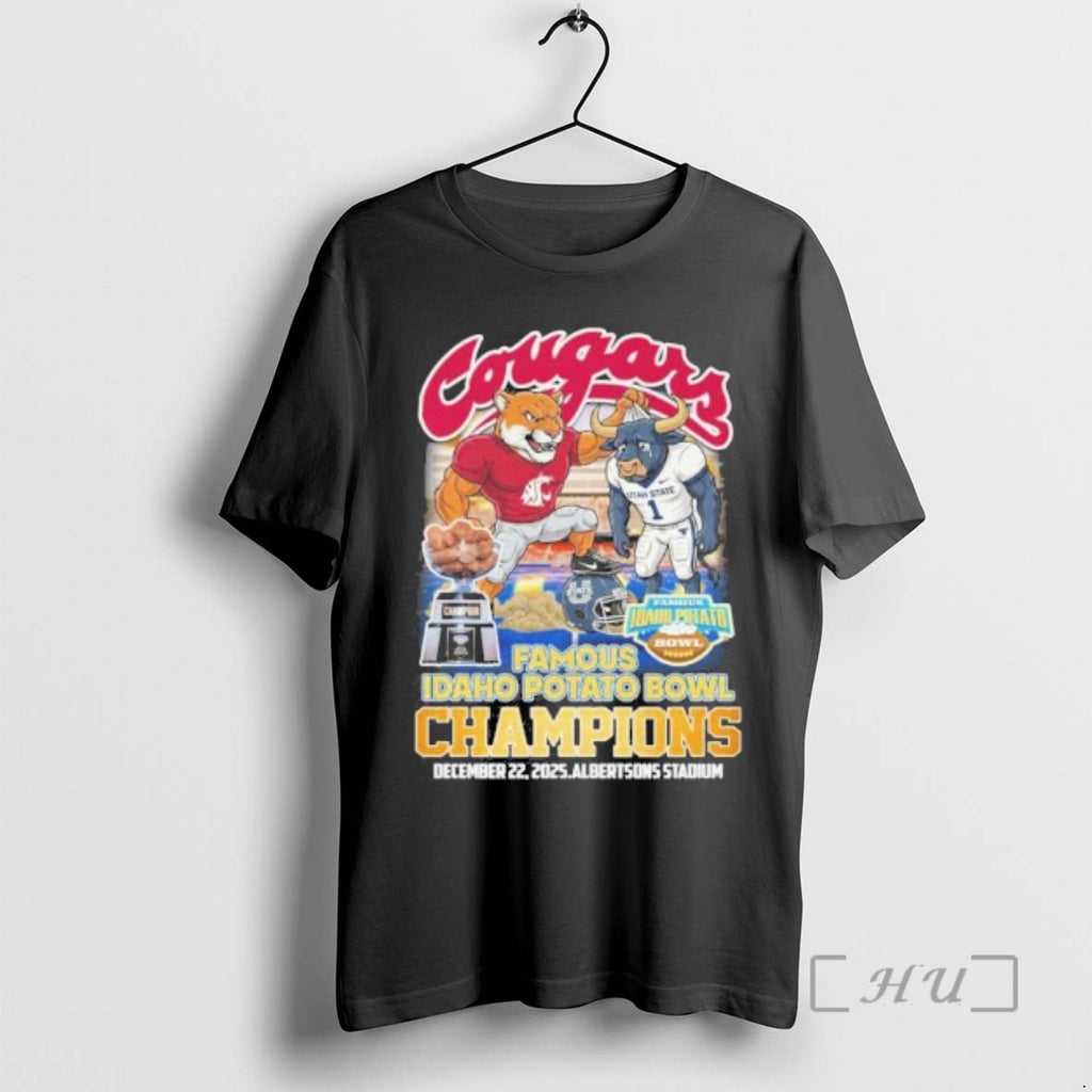Officials Washington State Cougars Mascot 2025 Idaho Potato Bowl Champions T-Shirts, Hoodie, Sweatshirt | PopFlextees.com