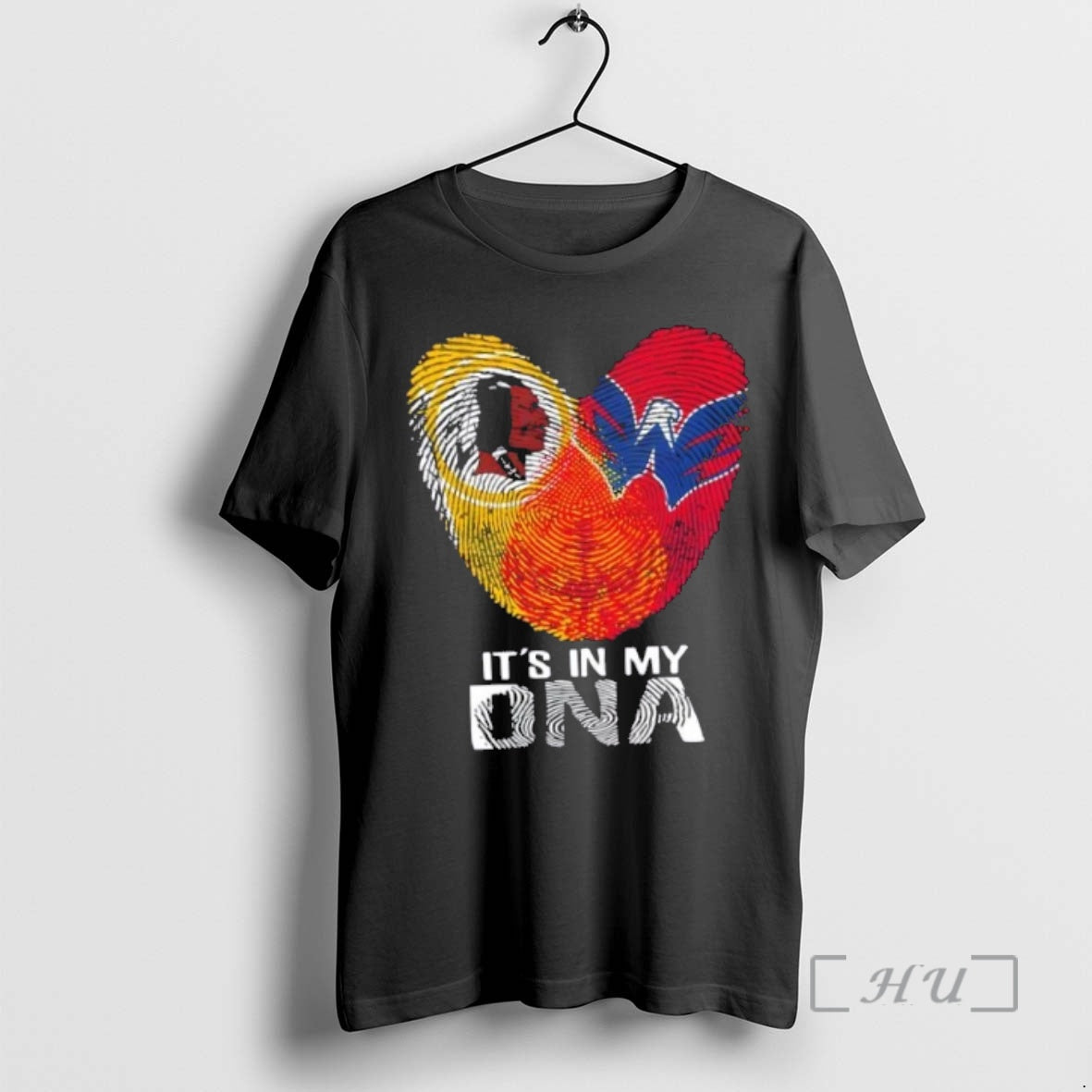 Officials Washington Sports Redskins X Capitals Its In My Dna Fingerprint Heart Premium T Shirts Hoodie, Sweatshirt