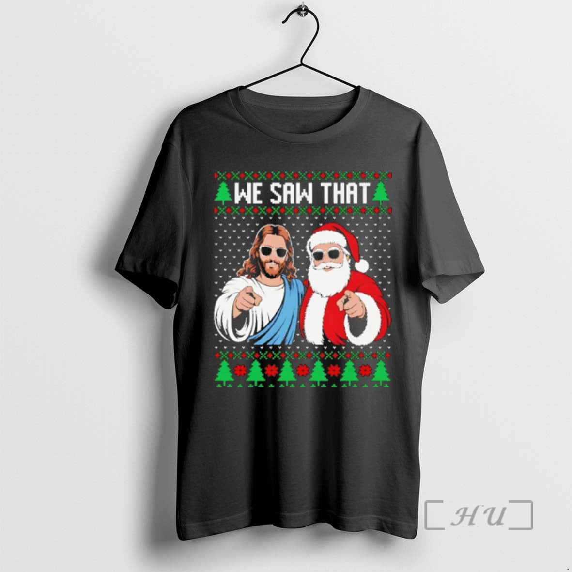 Officials We Saw That Jesus And Santa Claus Ugly Christmas T-Shirts, Hoodie, Sweatshirt | PopFlextees.com