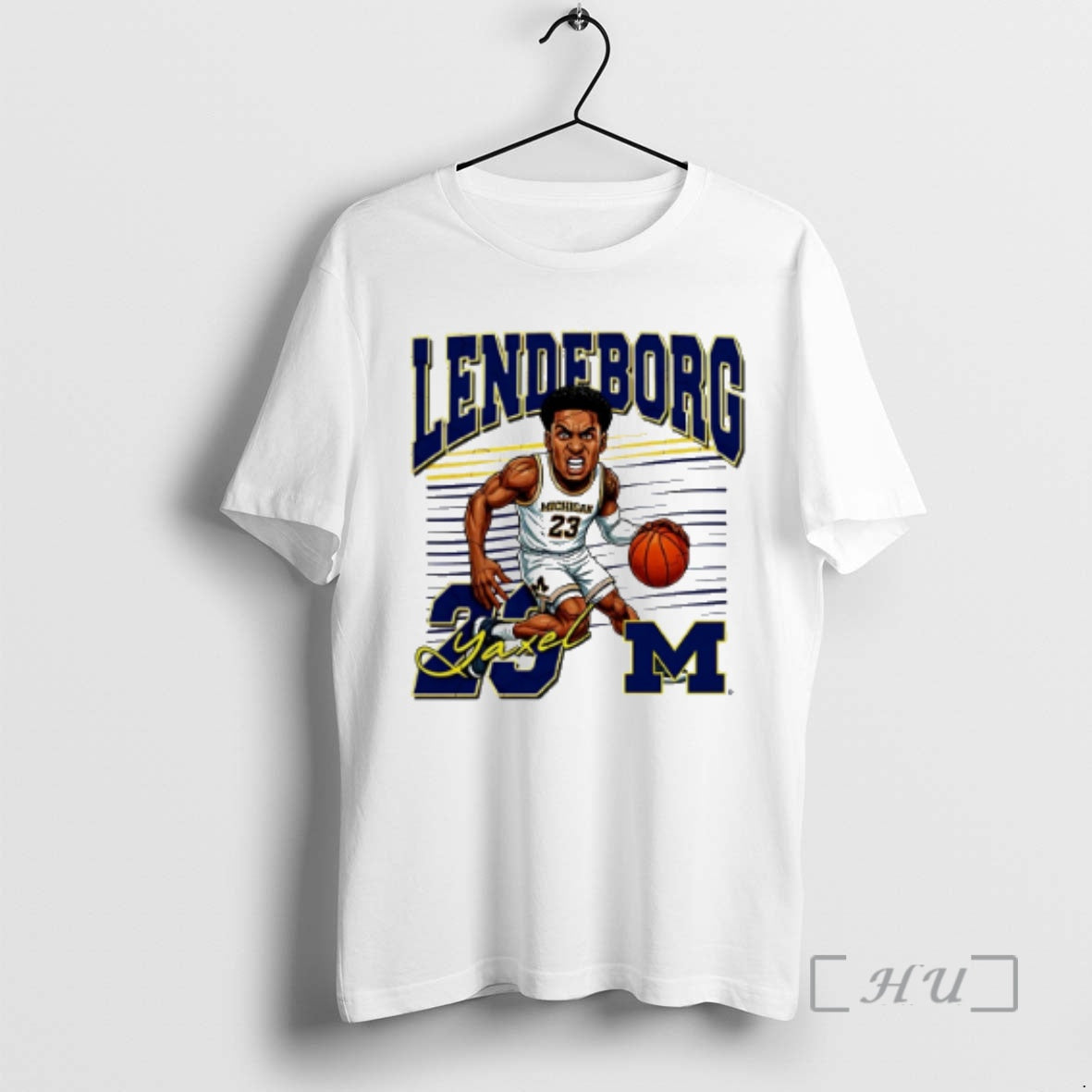 Officials Yaxel Lendeborg Michigan Basketball Caricature T-Shirts, Hoodie, Sweatshirt | PopFlextees.com