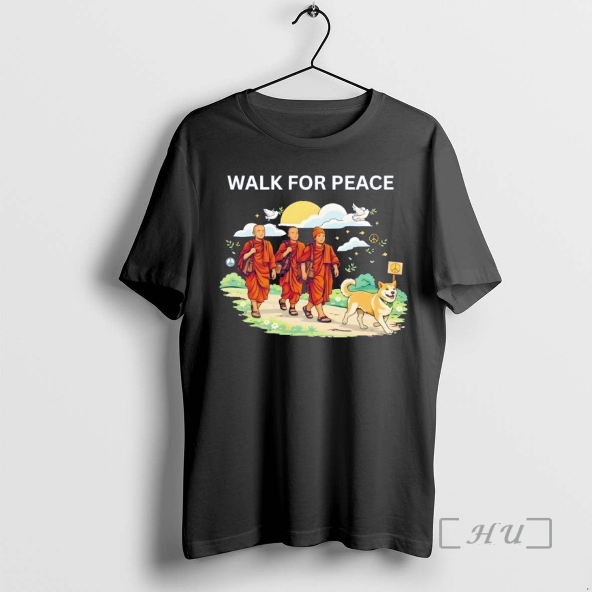 Officials Zen Monk Art With Dog Calm Mindfulness Walk For Peace Premium T Shirts Sweater Hoodie, Sweatshirt | PopFlextees.com