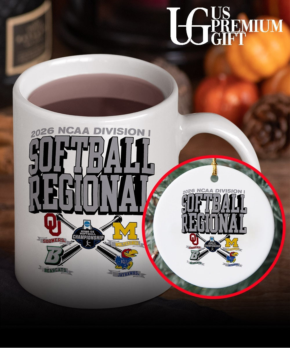Oklahoma Sooners and Michigan Wolverines and Kansas Jayhawks and Binghamton Bearcats 2026 NCAA Division I Softball Regional logo shirt