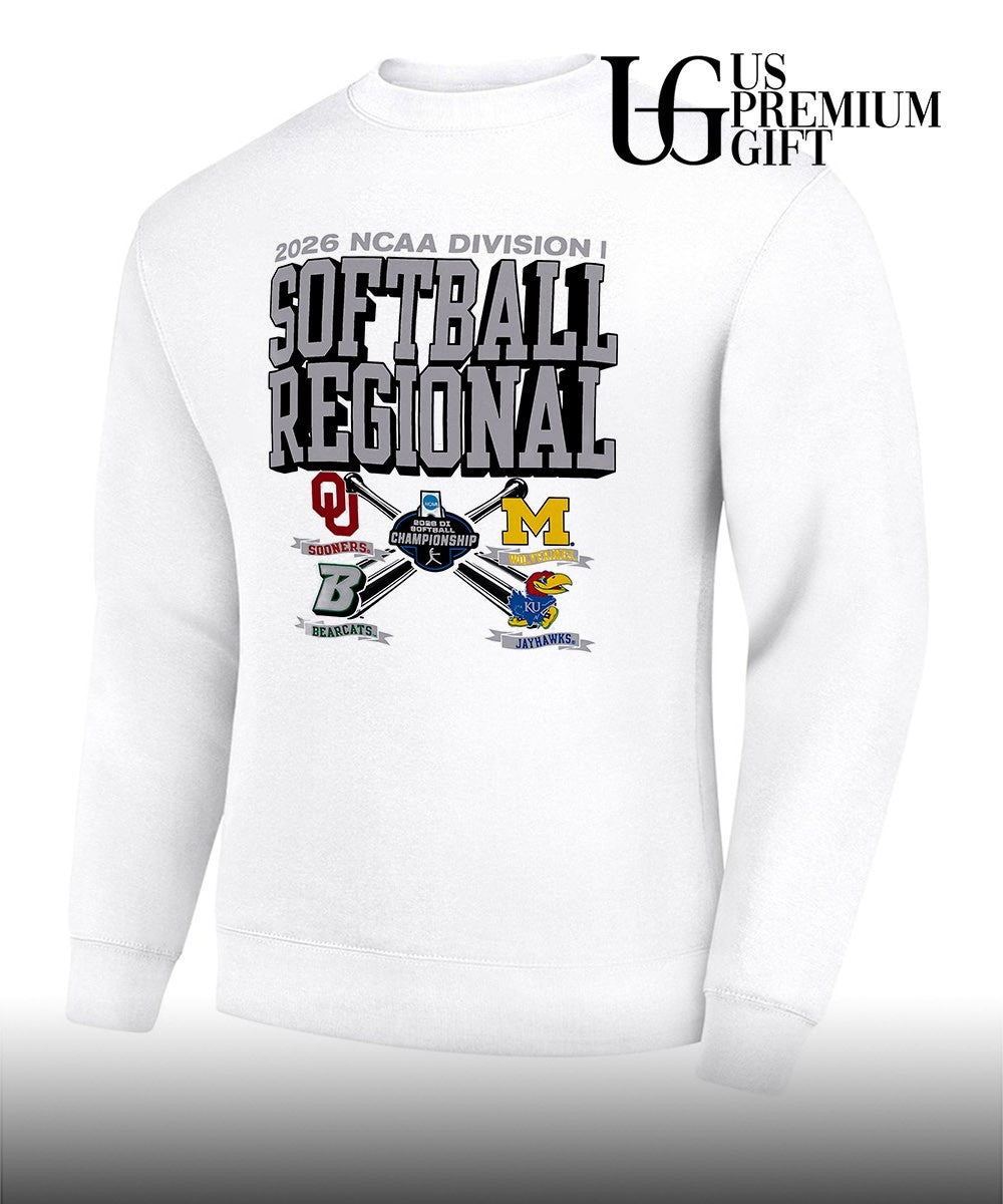 Oklahoma Sooners and Michigan Wolverines and Kansas Jayhawks and Binghamton Bearcats 2026 NCAA Division I Softball Regional logo shirt