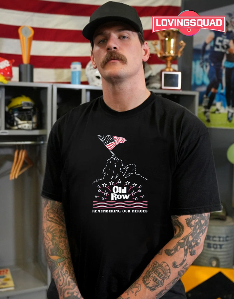 Old row remembering our heroes USA flag shirt