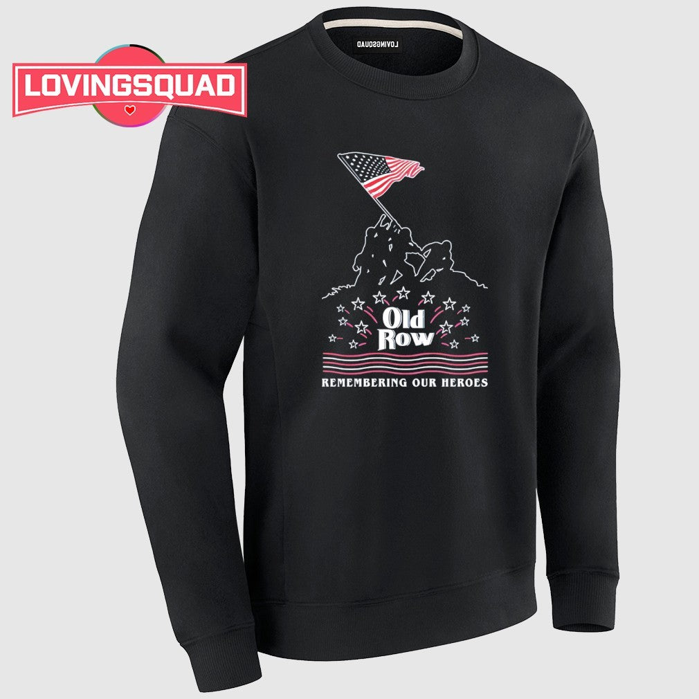 Old row remembering our heroes USA flag shirt