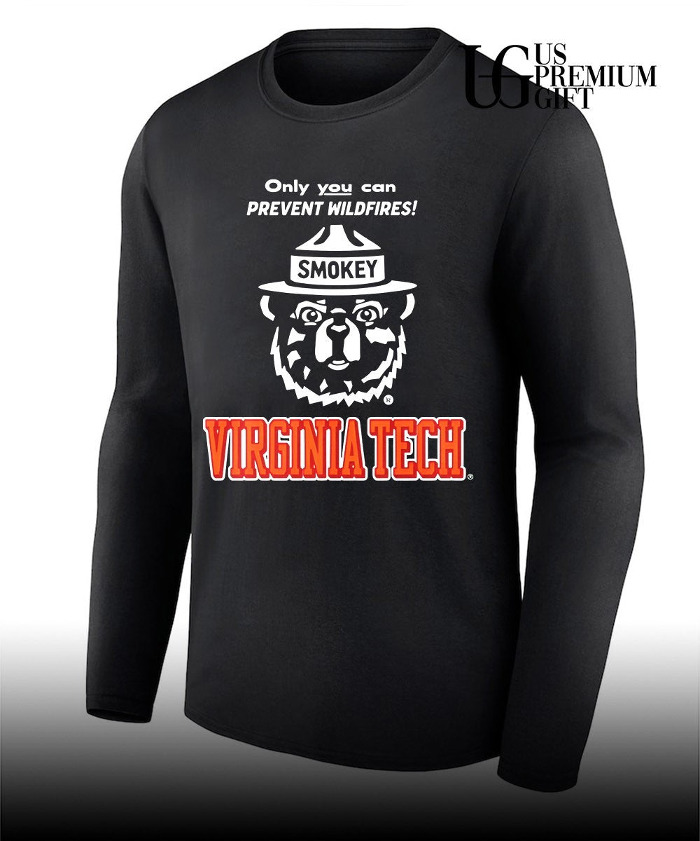 Only you can prevent wildfires Smokey x Virginia Tech Campus shirt